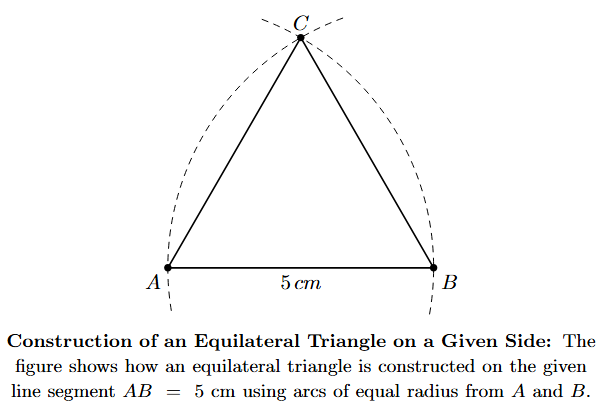 Diagram showing triangle ABC with side lengths based on construction
